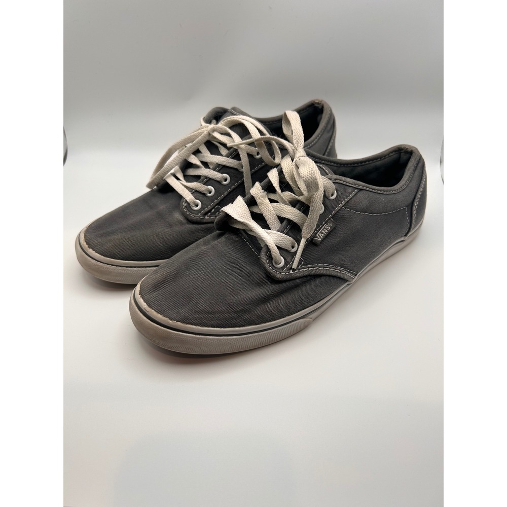 Vans Atwood Low Top Charcoal Gray White Canvas Skate Sneakers Women's Sz 7.5